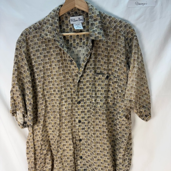 Willow Bay Other - Vtg Willow Bay Rayon Button-Up Shirt Mens XL 90s Geometric Print Short Sleeve